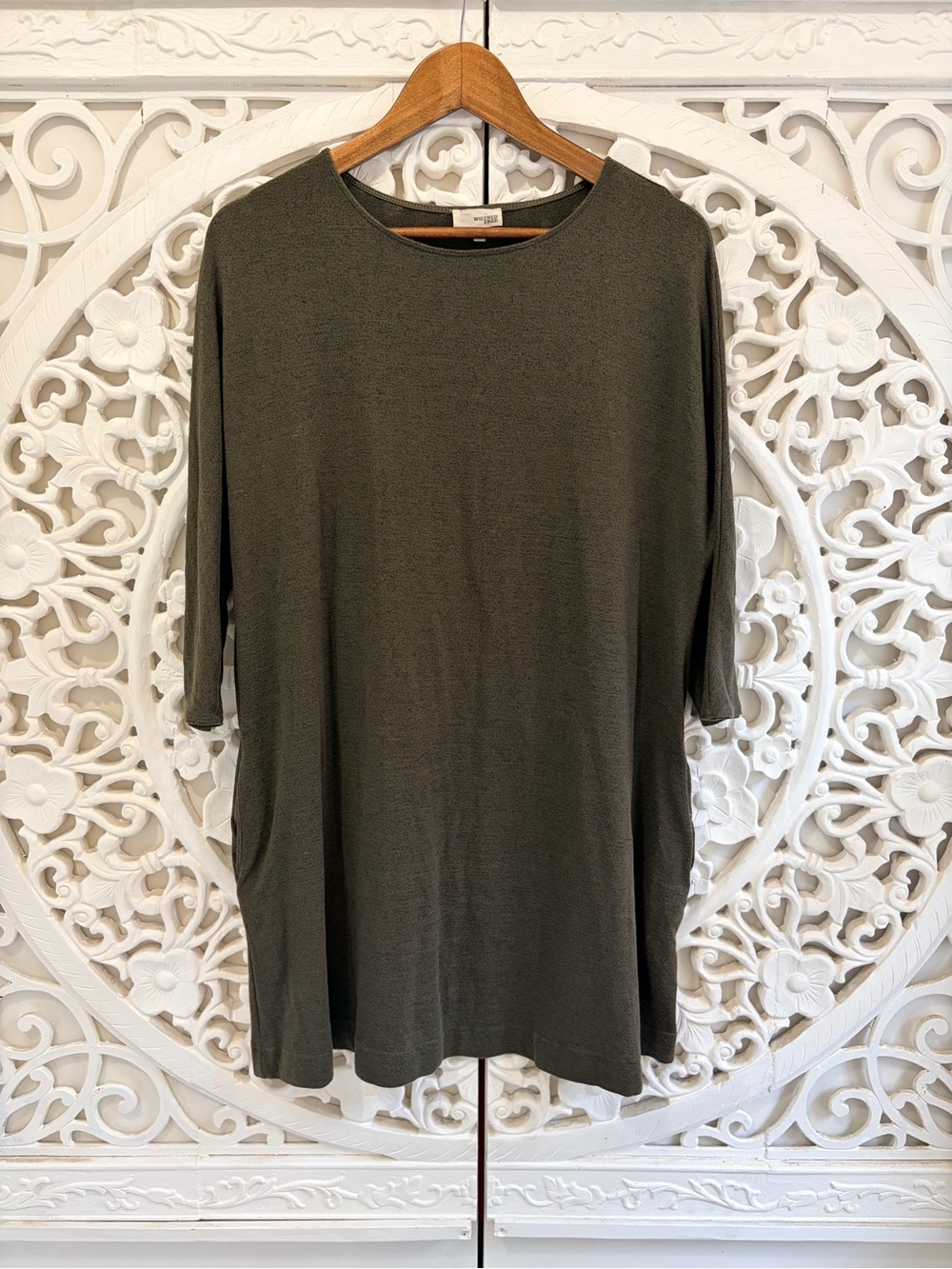 Wilfred Free Dark Olive Oversized Tunic Dress Size Small